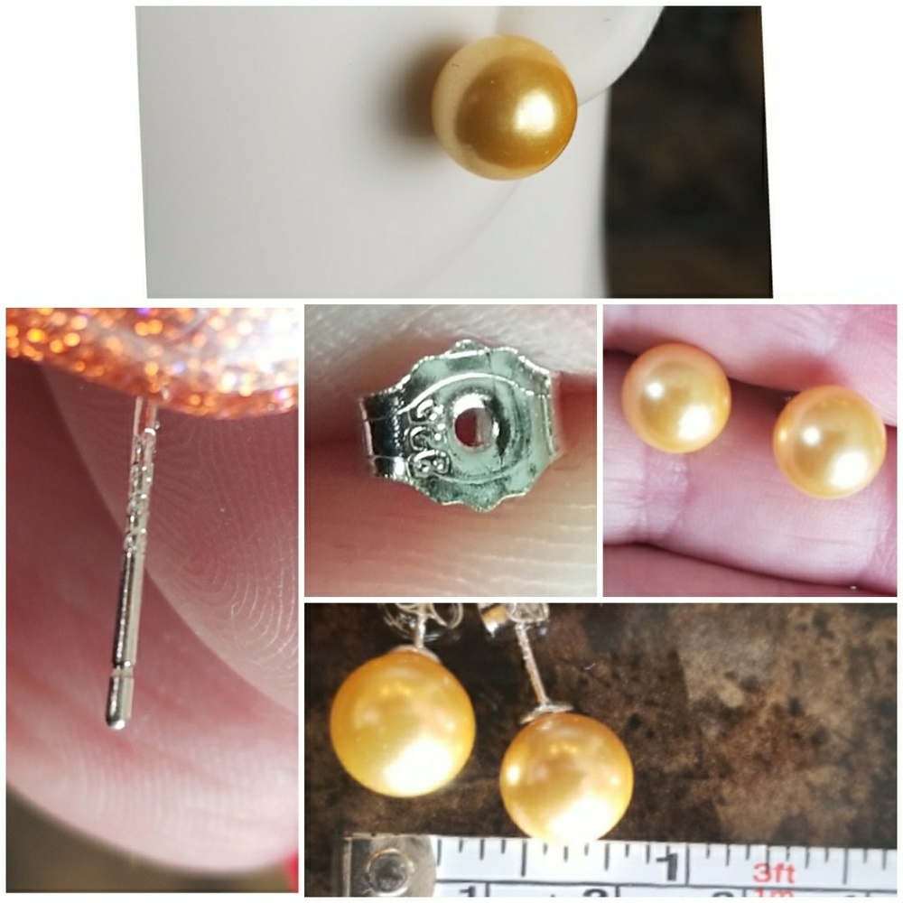 Genuine 10MM South Sea Akoya Pearl stud Earrings - Picture 7 of 8